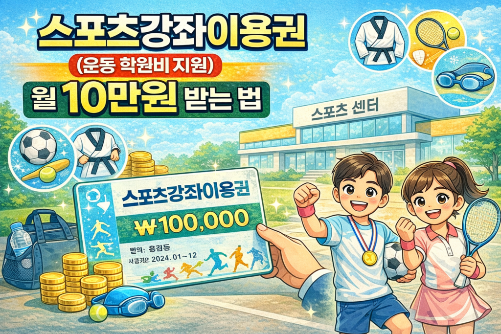 스포츠강좌이용권 (운동 학원비 지원)월 10만원 받는 법 이미지