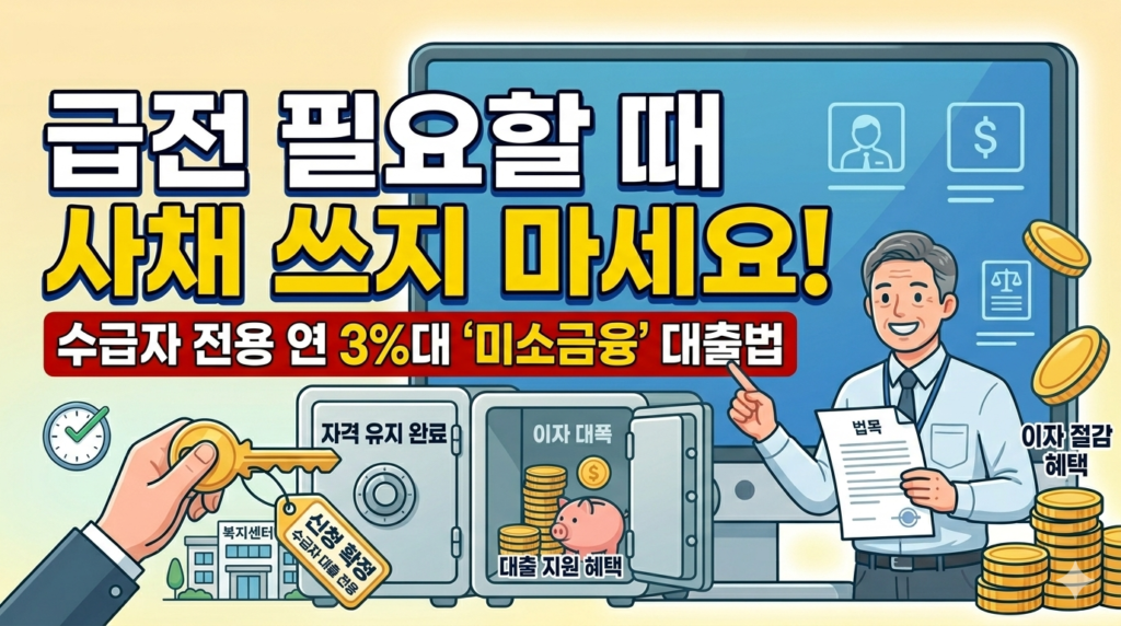 급전 필요할 때 사채 쓰지 마세요! 수급자 전용 연 3%대 '미소금융' 대출법 이미지