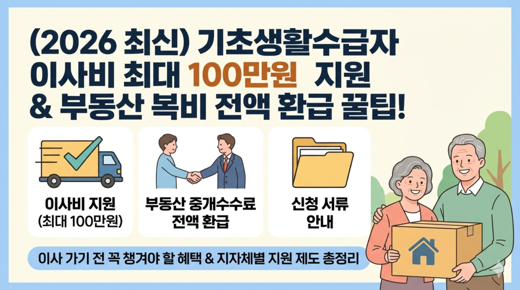 기초생활수급자 이사비 최대 100만원 지원 & 부동산 복비 환급 꿀팁 총정리(이사 갈 때 필독)