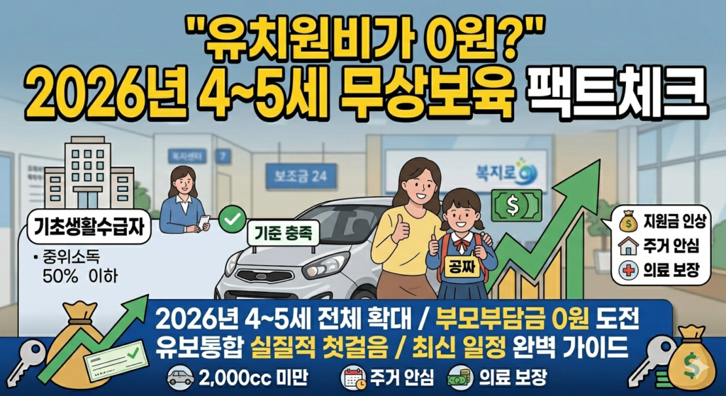 2026년 4~5세 무상보육 전면 확대, 부모님들 필독하세요! "유치원비가 0원?"이미지