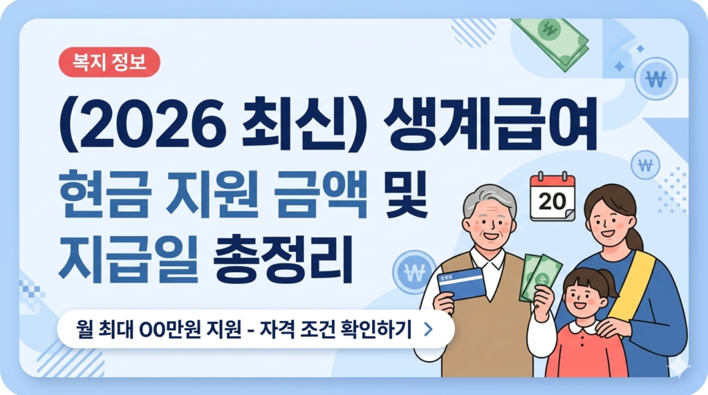생계급여 현금 지원금액 및 지급일 총정리