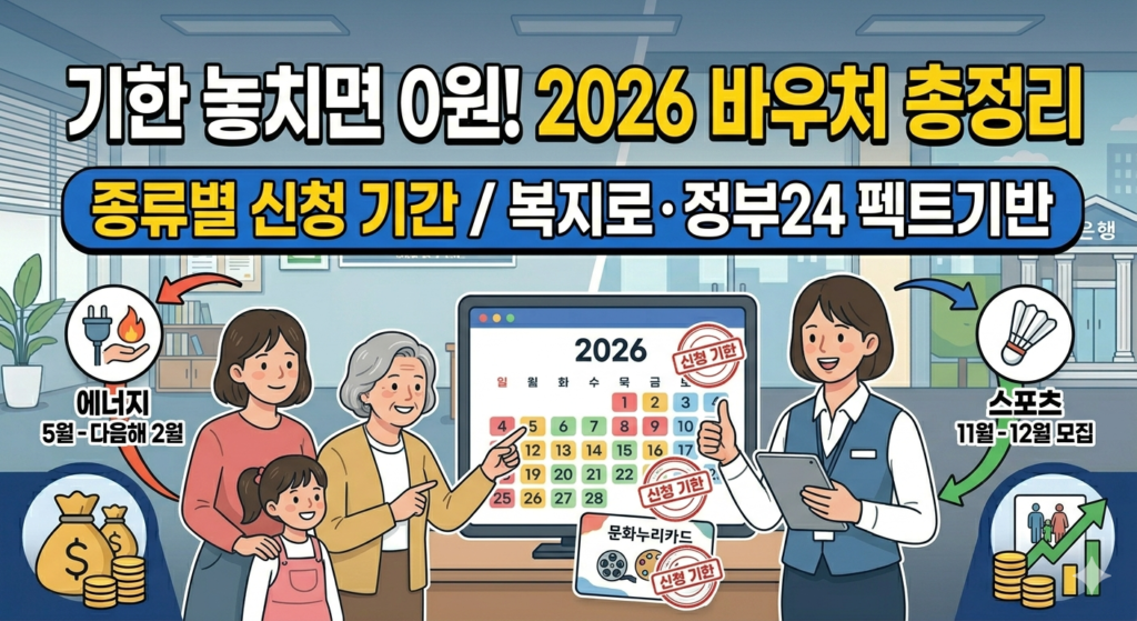 신청 기한 놓치면 내 손해! 2026년 정부·민간 바우처 종류 및 신청 시기 총정리 이미지