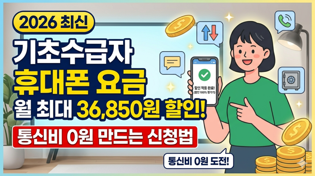 기초수급자 휴대폰 요금 월 최대 36,850원 할인! 통신비 0원 만드는 신청법 이미지