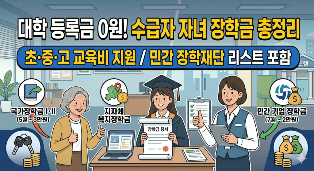 수급자 가구 장학금 및 교육지원 총정리, 내 자녀 교육비 0원 만들기 이미지