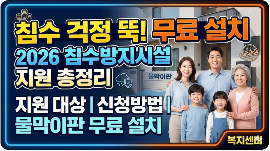 2026 침수방지시설 설치 지원 물막이판 무료 설치 이미지